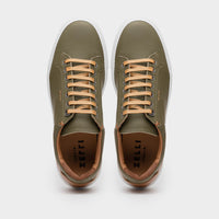 Zelli Italia 65-229-OLV Diaz Rubberized Calfskin Sneaker Olive Green