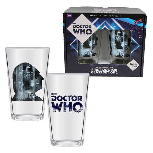 ToyShnip Doctor Who Anniversary First Doctor 16 oz. Glass Set of 2