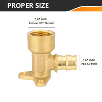 PEX A Expansion 1/2" x 1/2" Female NPT Drop Ear Elbow (Lead Free) Plumbingsell