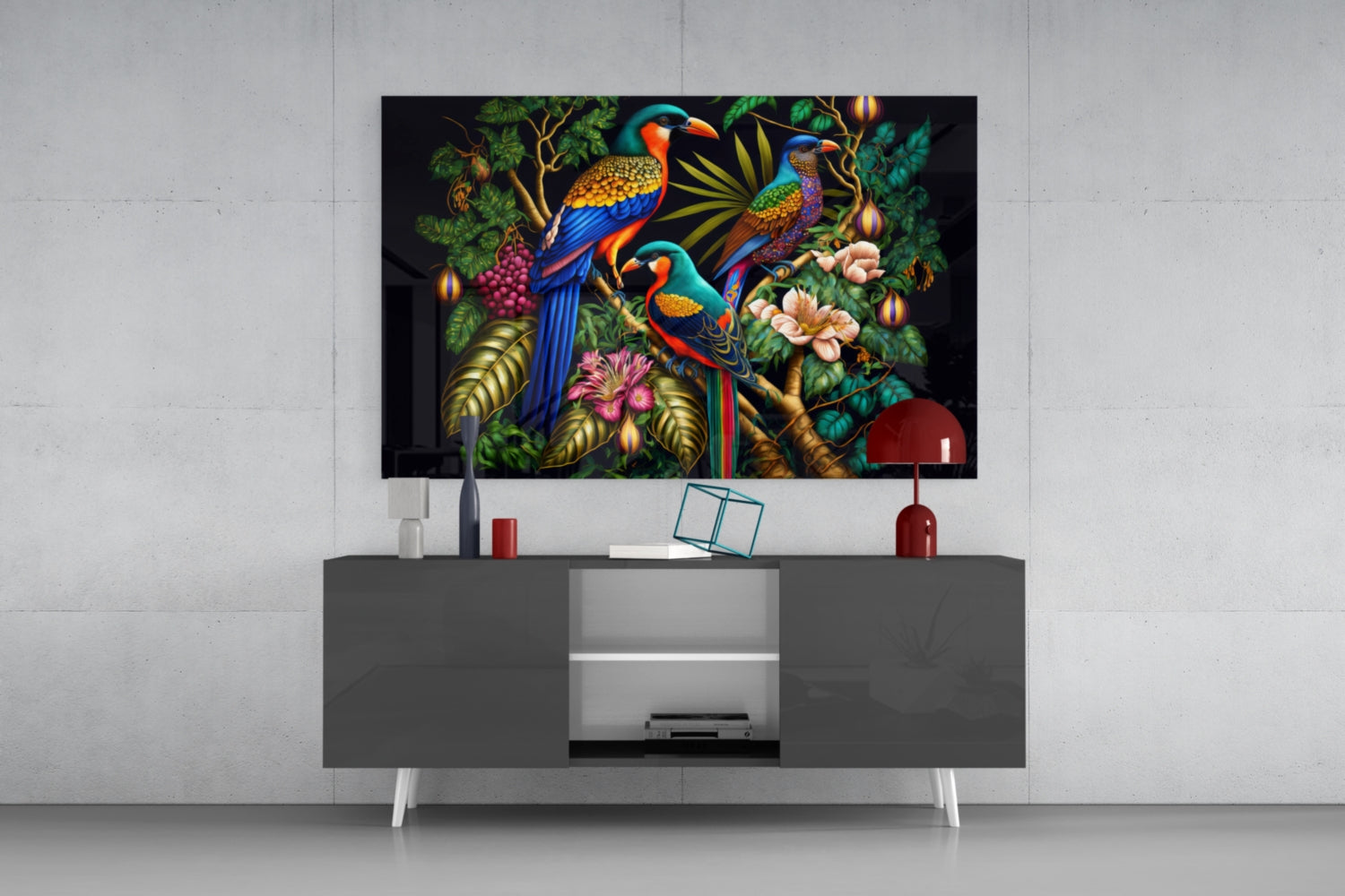 Insigneart USA Tropical Birds Glass Wall Art || Designers Collection