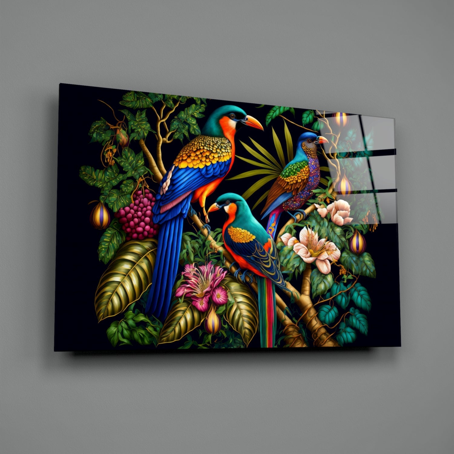 Insigneart USA Tropical Birds Glass Wall Art || Designers Collection