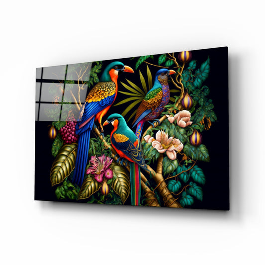 Insigneart USA Tropical Birds Glass Wall Art || Designers Collection