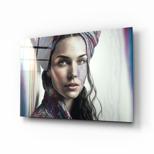 Insigneart USA Girl with a Tattoo Glass Wall Art || Designer Collection