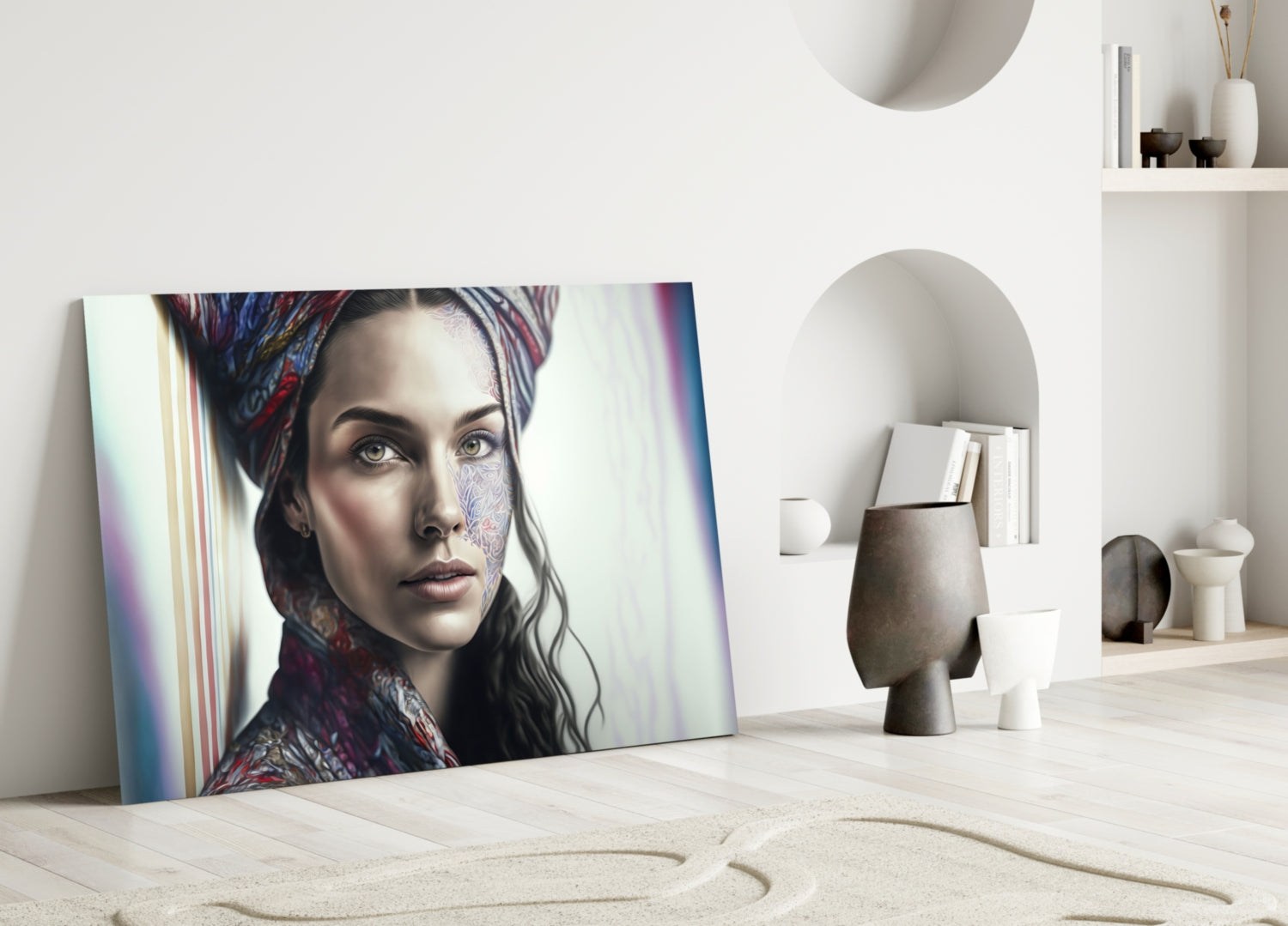 Insigneart USA Girl with a Tattoo Glass Wall Art || Designer Collection