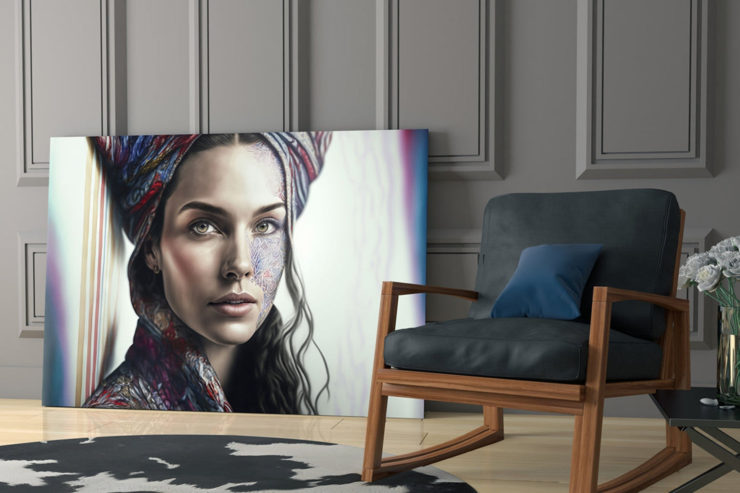 Insigneart USA Girl with a Tattoo Glass Wall Art || Designer Collection