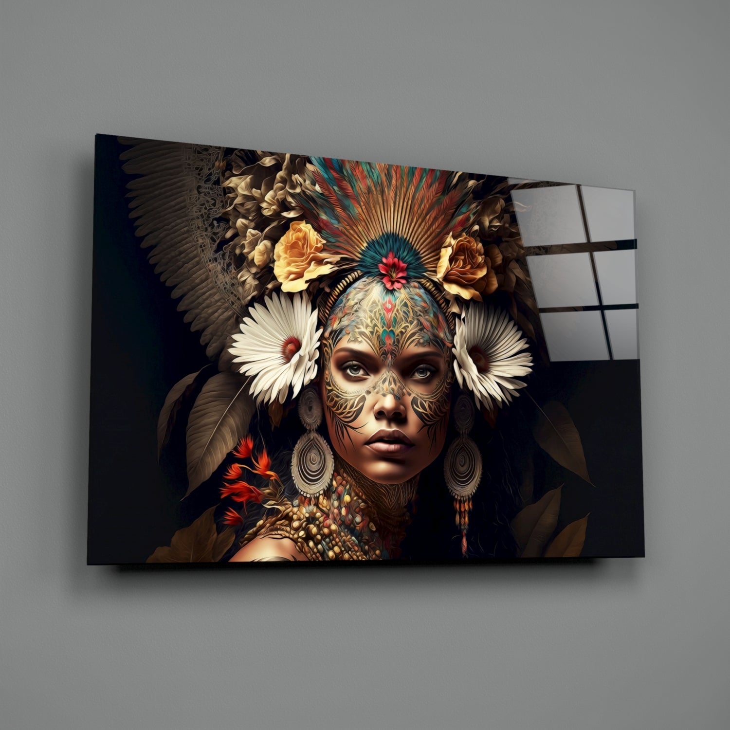 Insigneart USA Queen of Flowers Glass Wall Art || Designer Collection