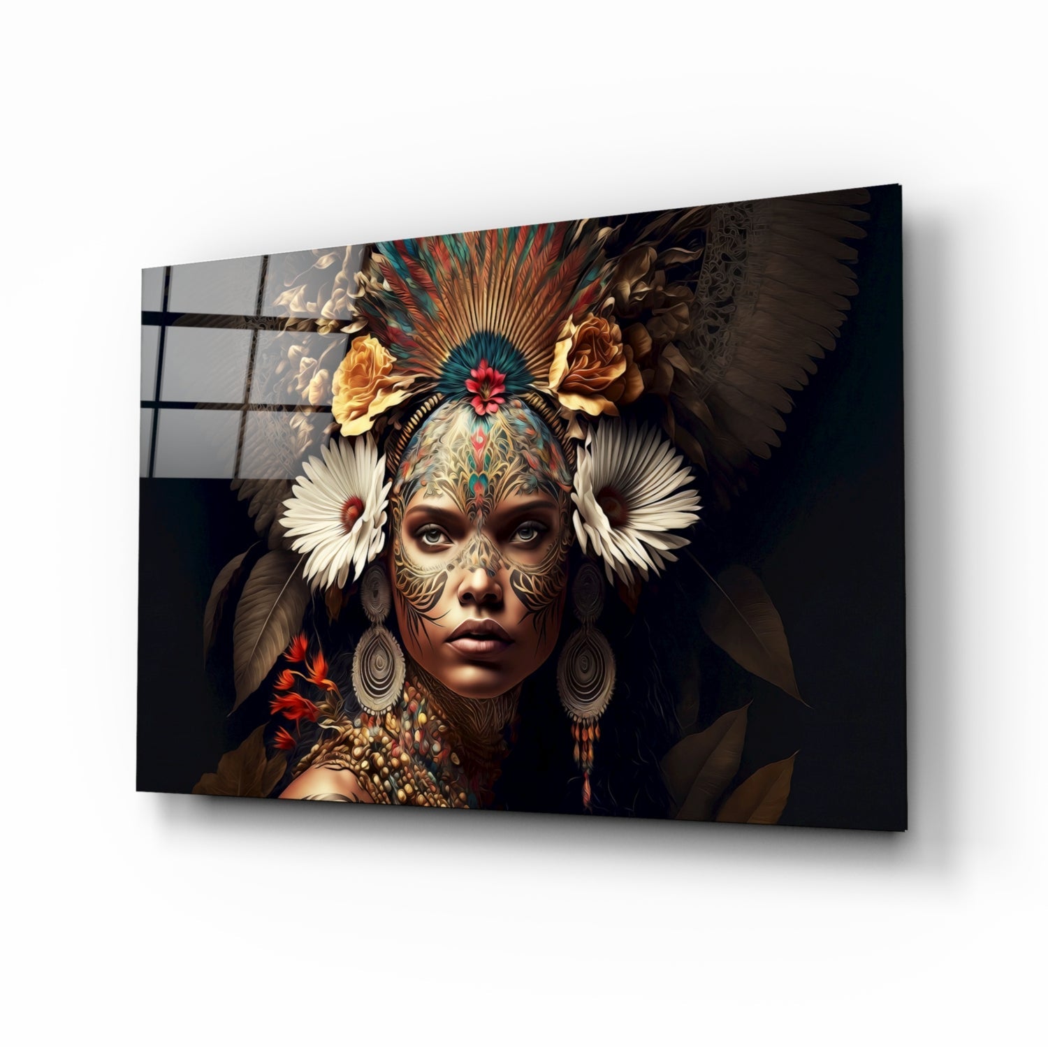 Insigneart USA Queen of Flowers Glass Wall Art || Designer Collection