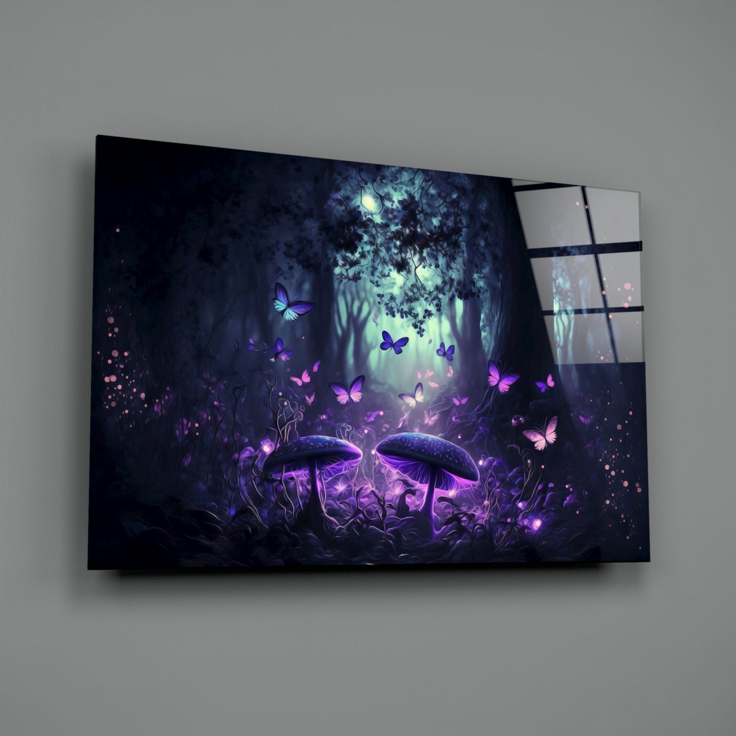Insigneart USA Mushrooms' Love Glass Wall Art || Designer Collection