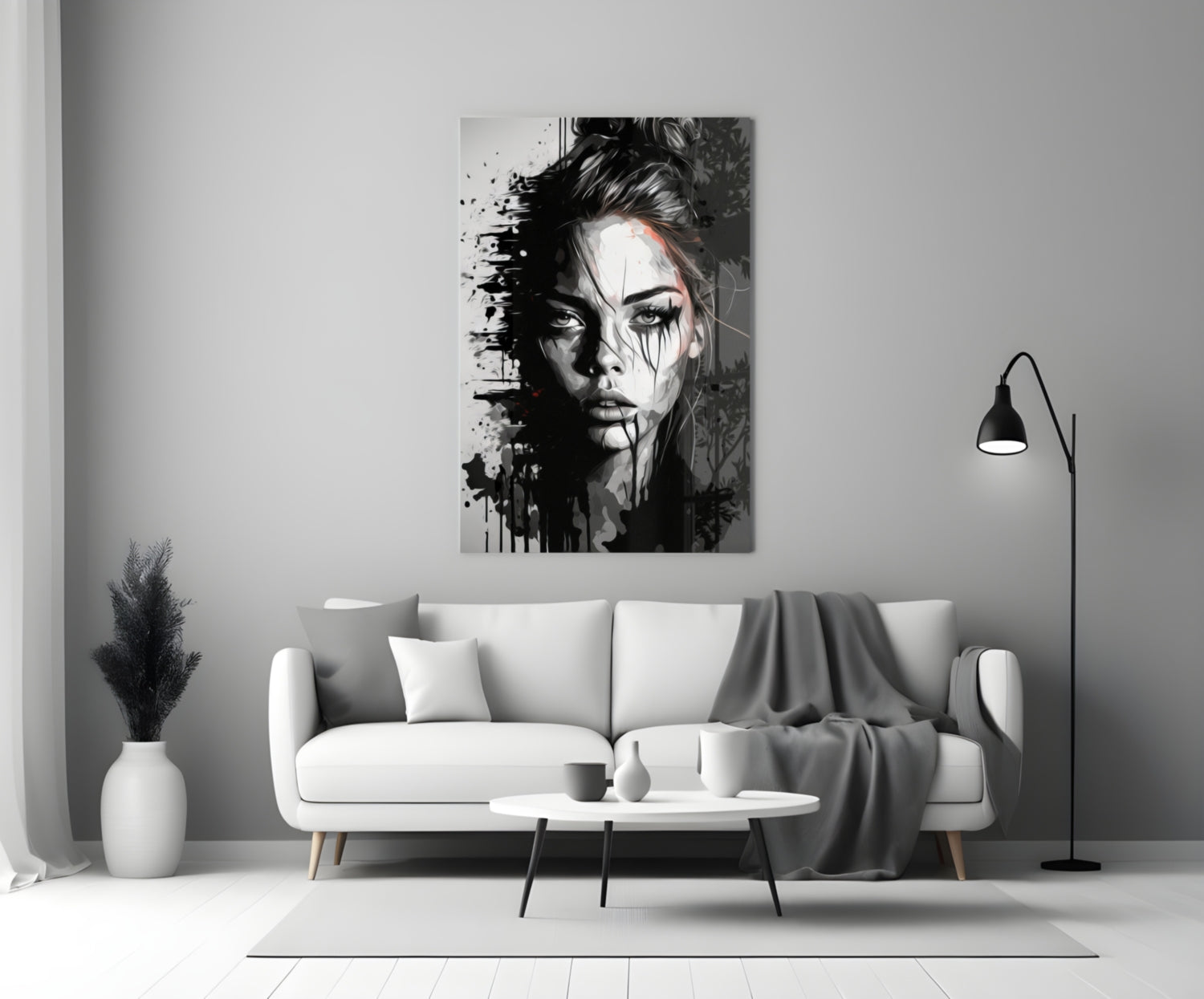 Insigneart USA Scribbled Beauty Glass Wall Art || Designer Collection