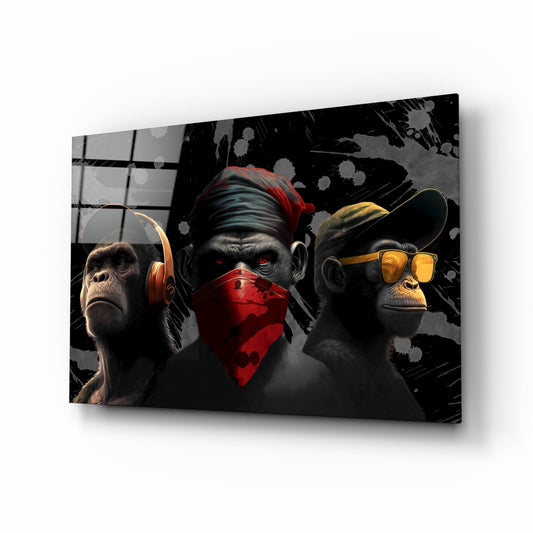 Insigneart USA 3 Wise Monkeys Glass Wall Art || Designer Collection