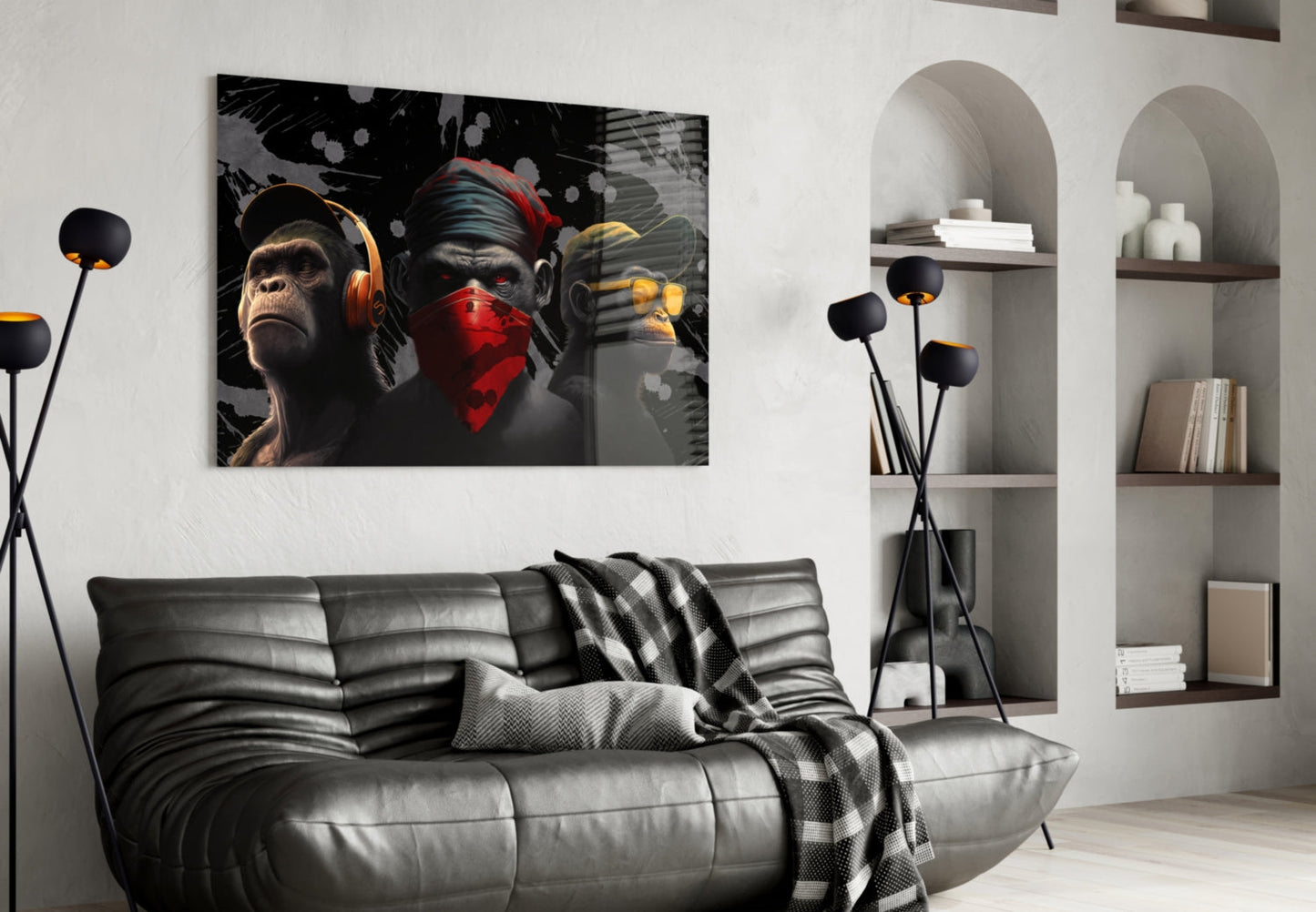 Insigneart USA 3 Wise Monkeys Glass Wall Art || Designer Collection