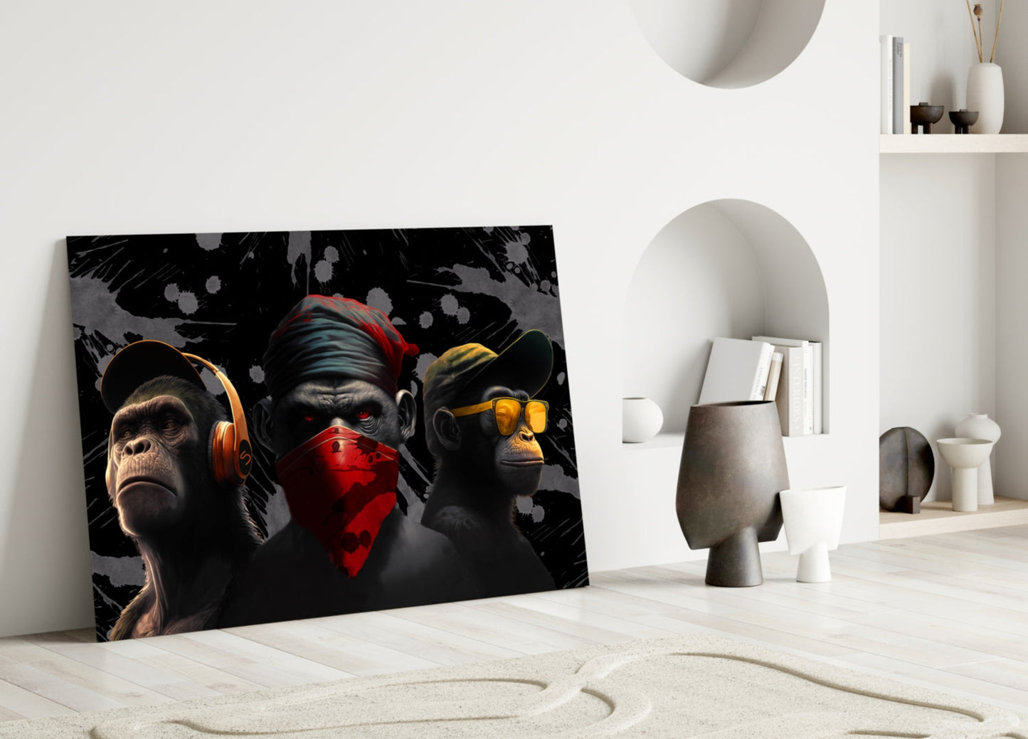 Insigneart USA 3 Wise Monkeys Glass Wall Art || Designer Collection