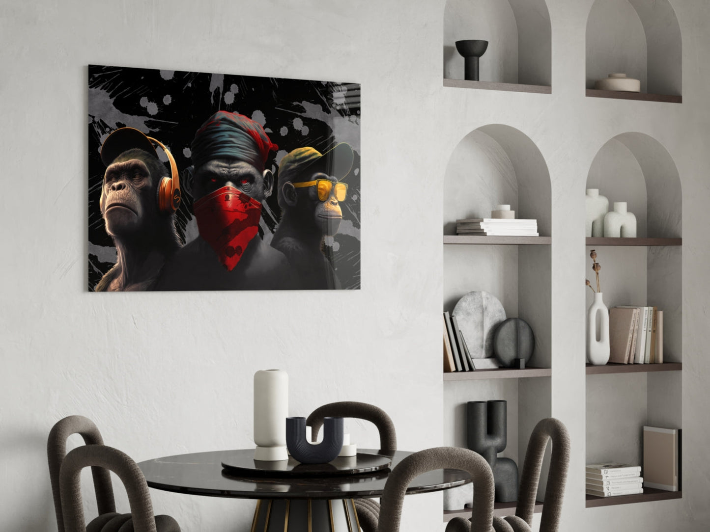 Insigneart USA 3 Wise Monkeys Glass Wall Art || Designer Collection