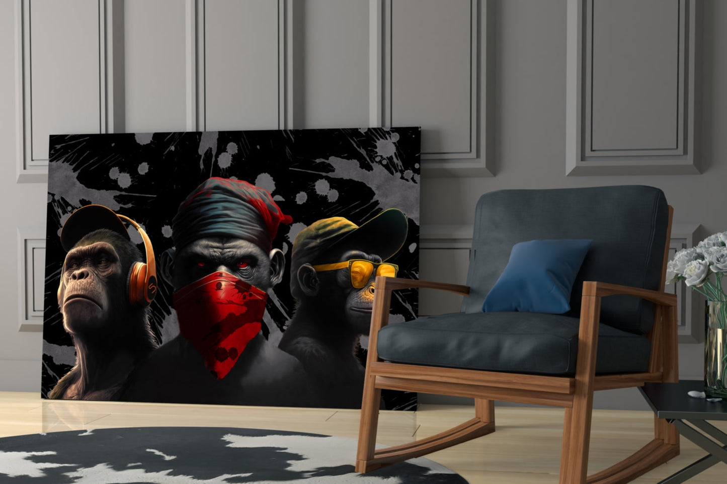 Insigneart USA 3 Wise Monkeys Glass Wall Art || Designer Collection