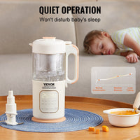 VEVOR Baby Food Maker, 500W Baby Food Processor with 300 ml Glass Bowl, SUS304 Stainless Steel 4-Blade Baby Food Puree Blender Steamer Grinder for Food, Fruit, Vegetable, Meat EasyOptionXY LLC
