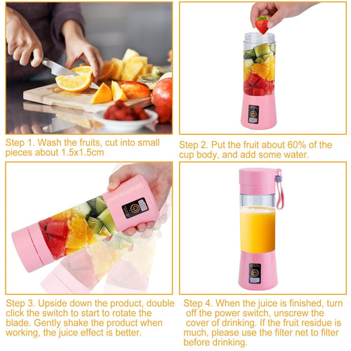 Portable Juicer Blender USB Rechargeable Juicer Cup Fruit Baby Food Mixing Machine with 6 Blades Powerful Motor EasyOptionXY LLC