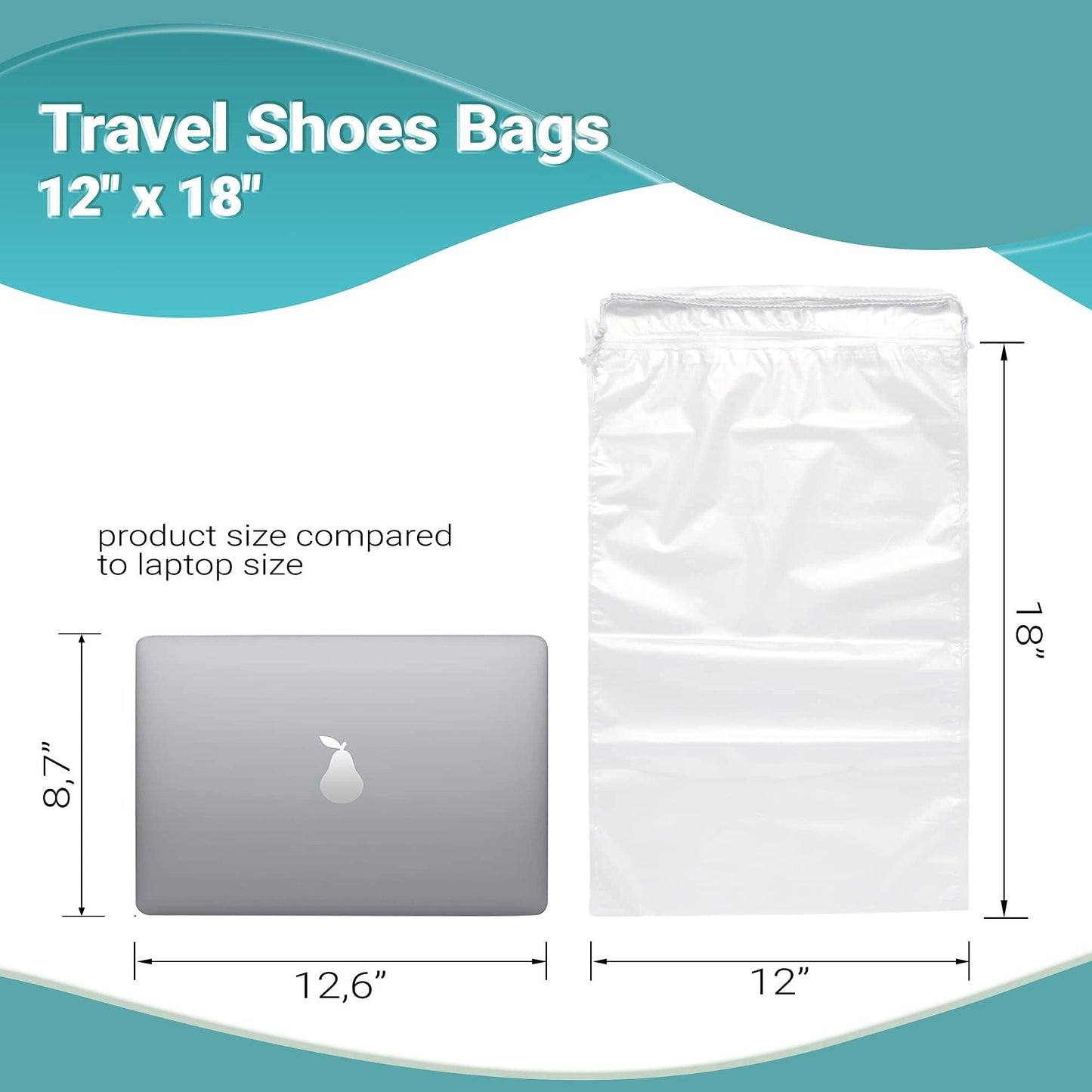 Clear Drawstring Bag, 12 x 18 Inches. Pack of 1000 Clear Plastic Drawstring Bags. 2 Mil Drawstring Clear Plastic Bags. Waterproof Clear Plastic Bags Drawstring for Cosmetics, Toiletries EasyOptionXY LLC