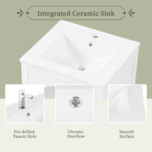 20" Bathroom Vanity with Sink, Bathroom Cabinet with Soft Closing Glass Door, A Drawer EasyOptionXY LLC