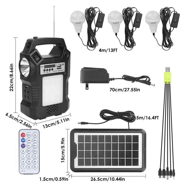 Portable Solar Power Station Rechargeable Backup Power Bank w/Flashlight 3 Lighting Bulbs For Camping Outage Garden Lamp EasyOptionXY LLC