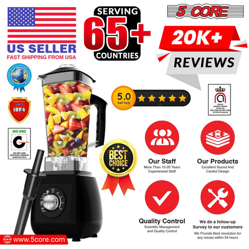 5 Core 2L Professional Countertop Blender For Kitchen 68 Oz 2000W High Speed BPA Free 6 Titanium Blade Smoothie Blender Electric For Soup Shake Juice Multi-Speed Manual JB 2000 M EasyOptionXY LLC