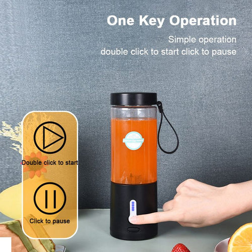 1pc 530ML Powerful Portable Blender For Smoothies Shakes USB Rechargeable Food Processor Fruit Mixer Machine Mini Juicer Blender Cup EasyOptionXY LLC