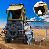 Explorer Plus Rooftop Tent Hardshell with Side Awning, Air Conditioner Outlet with Bracket, Luggage Racks&Replaceable Netting Rain Curtain, Truck Bed Tent for Camping, Pop Up SUV Roof Top Tent EasyOptionXY LLC