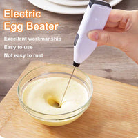 White Electric Egg Beater Milk Frother For Coffee Household Kitchen Mini Stainless Steel Coffee Milk Tea Blender EasyOptionXY LLC