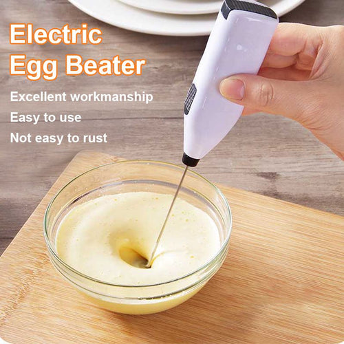 White Electric Egg Beater Milk Frother For Coffee Household Kitchen Mini Stainless Steel Coffee Milk Tea Blender EasyOptionXY LLC