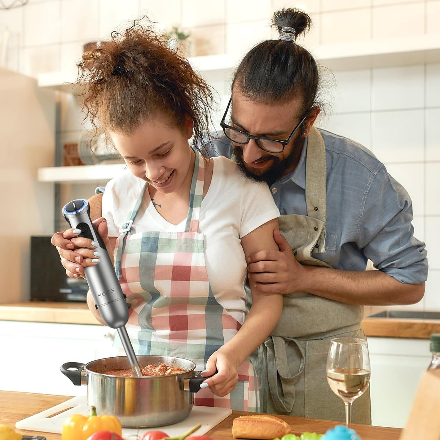 KOIOS Immersion Hand Blender, 5-in-1 Hand Blender with Entire Stainless Steel Blender Shaft, Full Copper Motor, Built in 12 Speed Turbo Stick Blender, Handheld blender for Baby food, Smoothies, Soups EasyOptionXY LLC