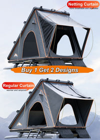 Explorer Plus Rooftop Tent Hardshell with Side Awning, Air Conditioner Outlet with Bracket, Luggage Racks&Replaceable Netting Rain Curtain, Truck Bed Tent for Camping, Pop Up SUV Roof Top Tent EasyOptionXY LLC