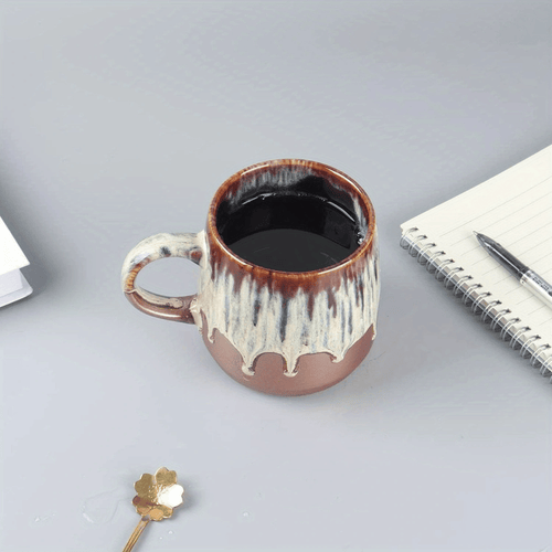 Large Ceramic Coffee Mug, 21 Oz, Gilt Beige Blue Tea Cup for Office and Home, Dishwasher and Microwave Safe EasyOptionXY LLC