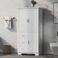 Tall and Wide Storage Cabinet with Doors for Bathroom/Office, Three Drawers EasyOptionXY LLC