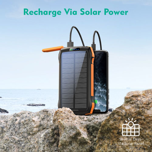 Portable Charger, Solar Power Bank 33500mAh Fast Charging, Solar Battery Pack with Waterproof 6W Bright Flashlight for iPhone S amsung Tablet EasyOptionXY LLC