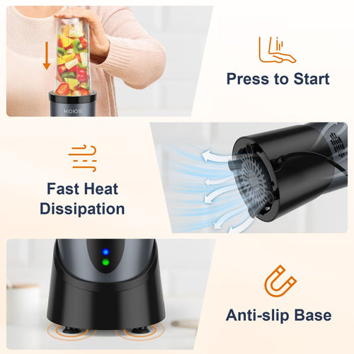 KOIOS 900W Smoothie Blender, Personal Blender for Shakes and Smoothies with 2 No-BPA 22 oz Portable Blender Bottles and To-Go Lids, Single Serve Mixer Blender for Juices Baby Food, Nutritious Recipe EasyOptionXY LLC