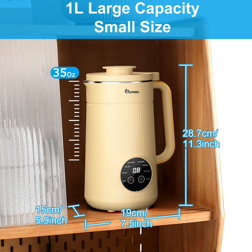 IAGREEA Nut Milk Maker, 35oz Nut/Oat/Almond/Soya/Vegan Juice Beverages Machine - Plant Based Cow Milk Machine Maker, F ood-G rade Stainless Steel Milk Blender, Self-Cleaning EasyOptionXY LLC
