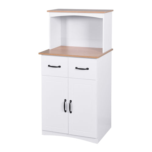 Wooden Kitchen Cabinet White Pantry Storage Microwave Cabinet with Storage Drawer EasyOptionXY LLC