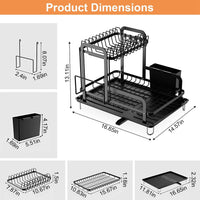 2-Tier Dish Drying Rack for Kitchen Counter Space Saving Rustproof Dish Rack with Drainboard Detachable Kitchen Drainer Organizer Set EasyOptionXY LLC