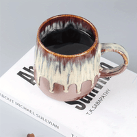 Large Ceramic Coffee Mug, 21 Oz, Gilt Beige Blue Tea Cup for Office and Home, Dishwasher and Microwave Safe EasyOptionXY LLC