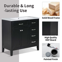 36\" Bathroom Vanity with Sink Combo, Black Bathroom Cabinet with Drawers, Solid Frame and MDF Board EasyOptionXY LLC