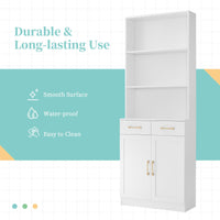 Bathroom Storage Cabinet, Cabinet with Two Doors and Drawers, Adjustable Shelf, Three-layer Open Shelf, MDF Board EasyOptionXY LLC