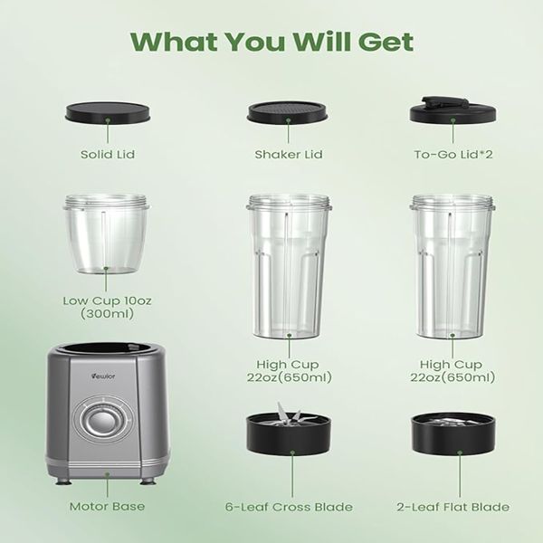 1200W Blender for Shakes and Smoothies, VEWIOR Personal Blender with 6 Blades, 22 oz * 2 B PA-F ree To-go Cups, 3 Mode Controls for Kitchen (Banned by A mazon) EasyOptionXY LLC