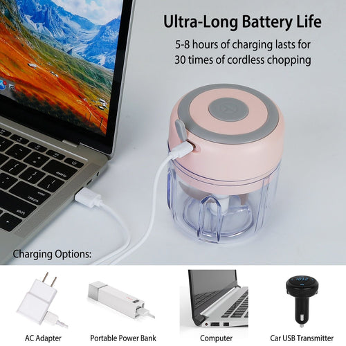 Mini Electric Garlic Chopper 8.45OZ Cordless Garlic Mincer Food Chopper EasyOptionXY LLC