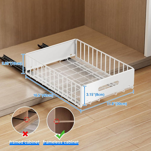 2 Pack Pull Out Cabinet Organizer, Slide Out Cabinet Drawers Peel and Stick Pull Out Drawers Heavy Duty Pull Out Shelf for Kitchen, Cupboard, Pantry, Bathroom EasyOptionXY LLC