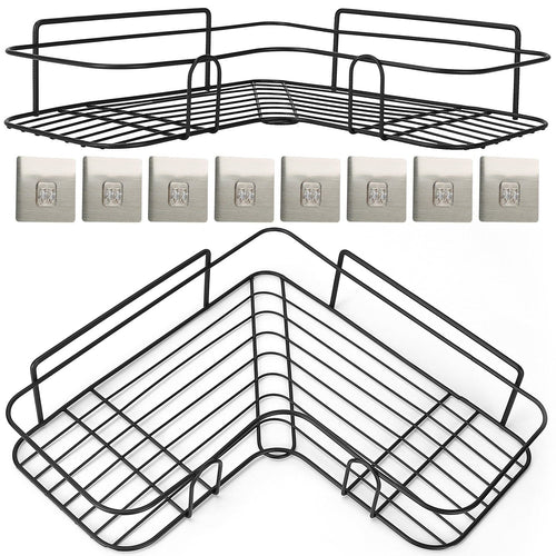 2Pcs Corner Shower Caddy Shelves Wall Mounted Basket Rack Bathroom Shampoo Holder Storage Organizer EasyOptionXY LLC