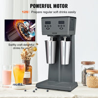 VEVOR Milkshake Maker, 375W x 2 Electric Milkshake Machine, Commercial Double Heads Drink Mixer Blender, LED Intelligent Microswitch, 3-Speed Milkshake Mixer with 2 x 820 ml Stainless Steel Cups EasyOptionXY LLC