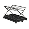 2 Tier Dish Drying Rack with Cup Holder Foldable Dish Drainer Shelf for Kitchen Countertop Rustproof Utensil Holder with Drainboard Black EasyOptionXY LLC