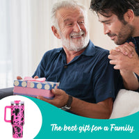 40oz 5D cowprint Insulated Tumbler With Handle And Straw Lid Portable Large Capacity water bottle, Heat preservation,304 Stainless Steel Cup For Outdoor Sports, Travel & Camping Birthday Gift EasyOptionXY LLC