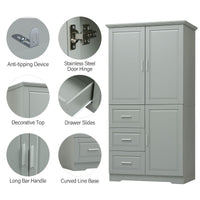 Tall and Wide Storage Cabinet with Doors for Bathroom/Office, Three Drawers EasyOptionXY LLC