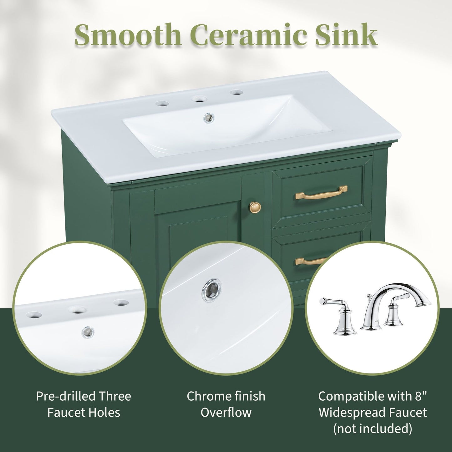 30" Bathroom Vanity with Sink, One Package, Bathroom Cabinet with Drawers, Solid Frame and MDF Board EasyOptionXY LLC