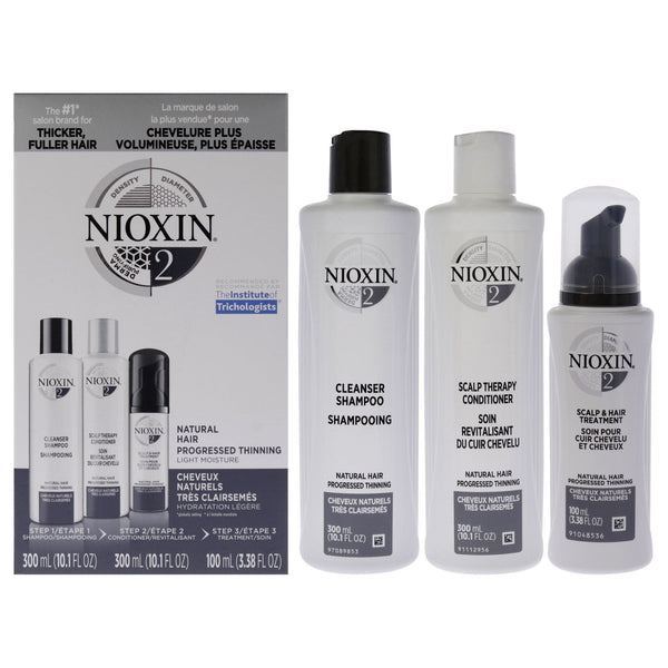 System 2 Kit by Nioxin for Unisex - 3 Pc 10.1oz Cleanser Shampoo, 10.1 oz Scalp Therapy Conditioner, 3.38oz Scalp and Hair Treatment EasyOptionXY LLC